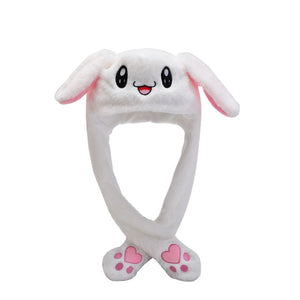 Kocozo Rabbit Hat with Moving Ears Cute Cartoon Toy Hat Airbag Kawaii Funny Toy Cap Kids Plush Toy Birthday Gift  Hat for Girls